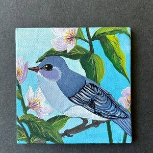 Blue and White Bird Canvas Art